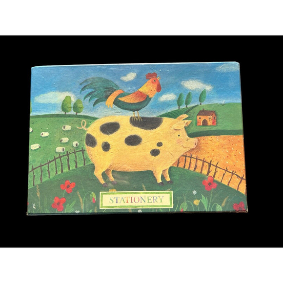 2001 Robert Frederick Country Days Stationery Judith Glover Pig Rooster Sealed - Picture 2 of 6